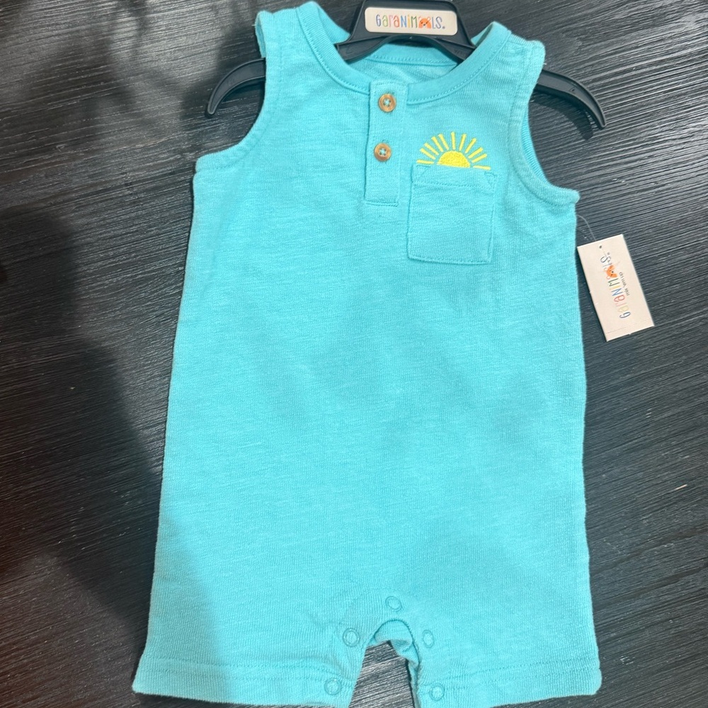 NWT Size 3-6 months Garanimals Turquoise Tank Romper